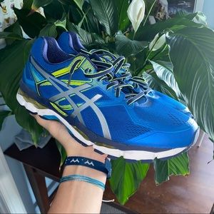 Asics Blue and Green Running Shoes